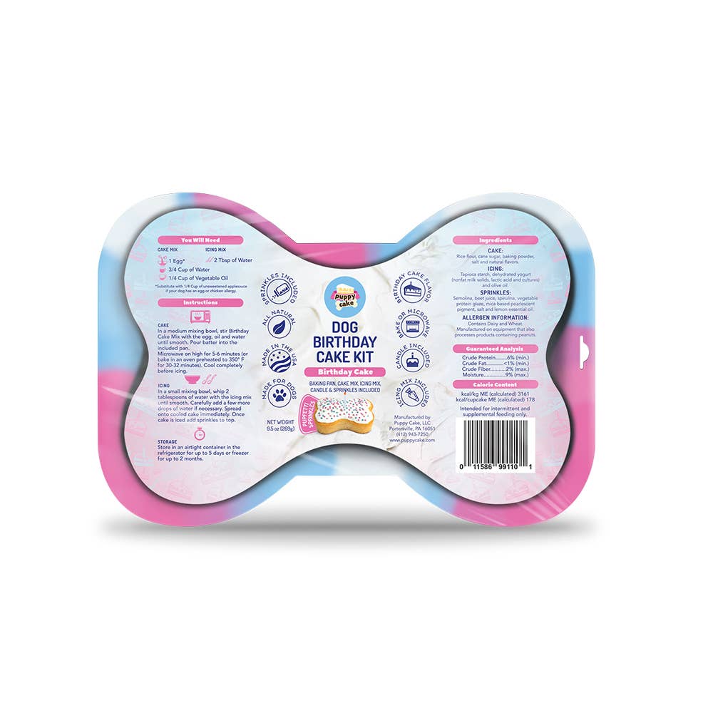 Dog birthday cake kit packaging with bone shape 