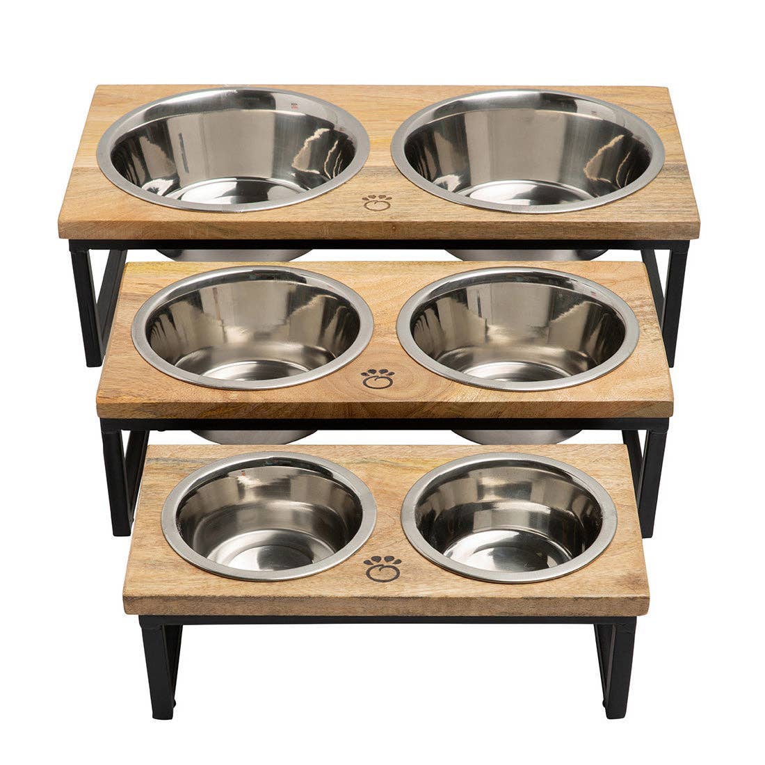 GF Pet Mango Wood & Metal Elevated Feeder - Stylish & Durable Feeding Solution for Dogs