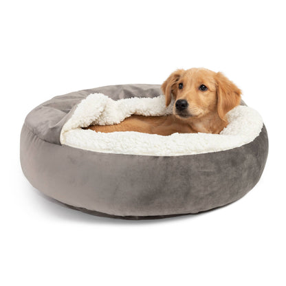 Sherry Kline Luxurious Soft Sherpa Velvet Round Pet Bed with Hoodie - Ultimate Comfort for Dogs