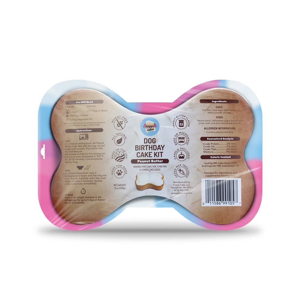 Dog birthday cake kit packaging