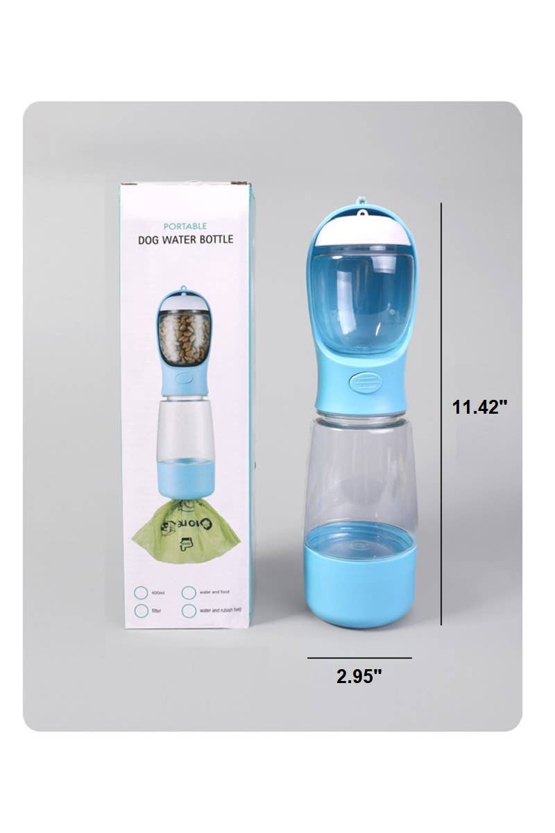 Portable dog water bottle with packaging