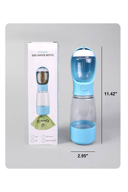 Portable dog water bottle with packaging