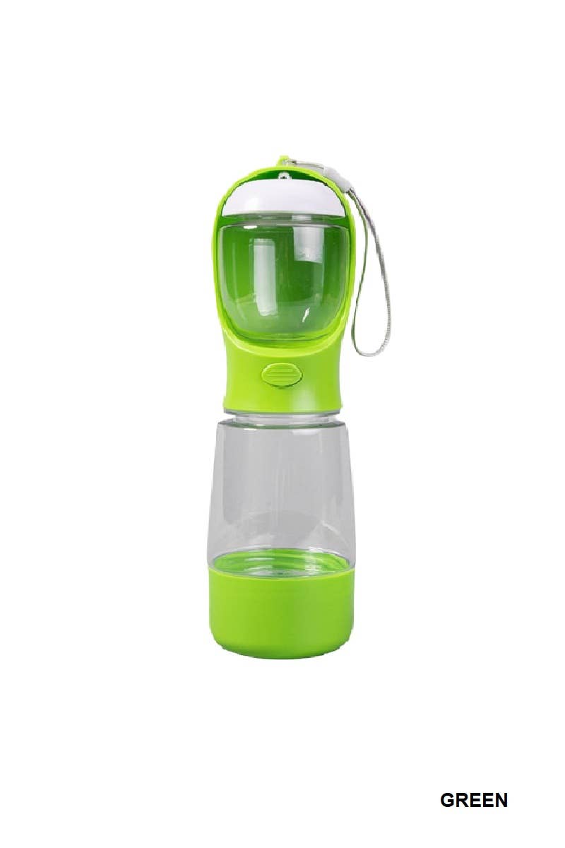 Green and clear portable water bottle with a cap 