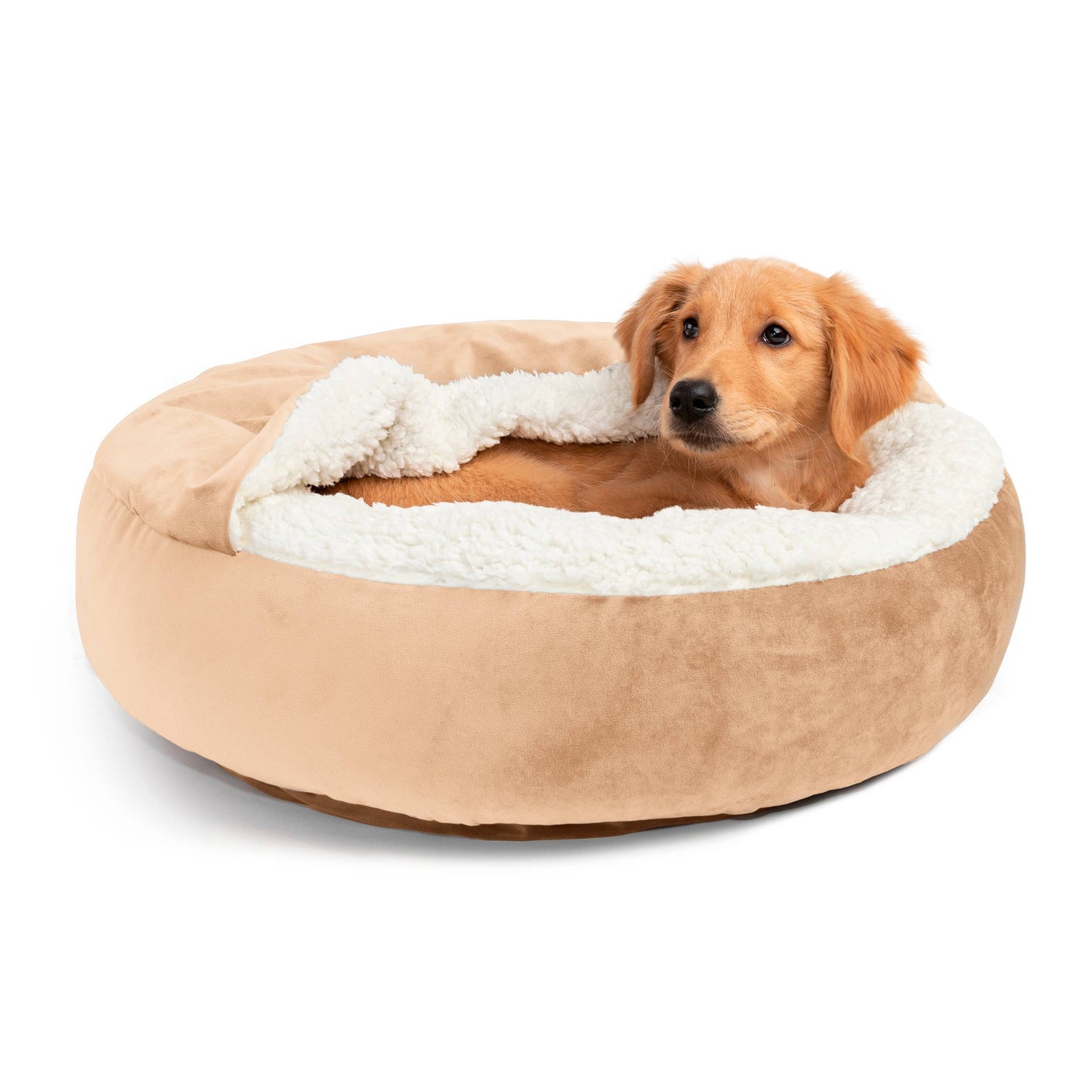 Sherry Kline Luxurious Soft Sherpa Velvet Round Pet Bed with Hoodie - Ultimate Comfort for Dogs