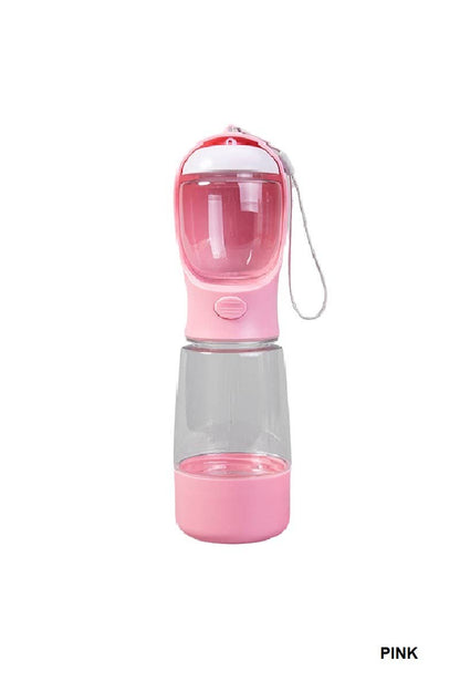Pink and clear water bottle with a strap 